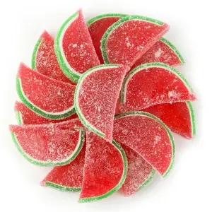 Boston Fruit Slices Watermelon Flavor Sugar Sanded Jelly Fruit Slices Bite Chewy Bonbon Sweet- Bulk Candy candied fruits food snacks Gummy Treats Fruitgummies