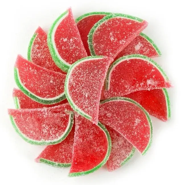 Boston Fruit Slices Watermelon Flavor Sugar Sanded Jelly Fruit Slices Bite Chewy Bonbon Sweet- Bulk Candy candied fruits food snacks Gummy Treats Fruitgummies