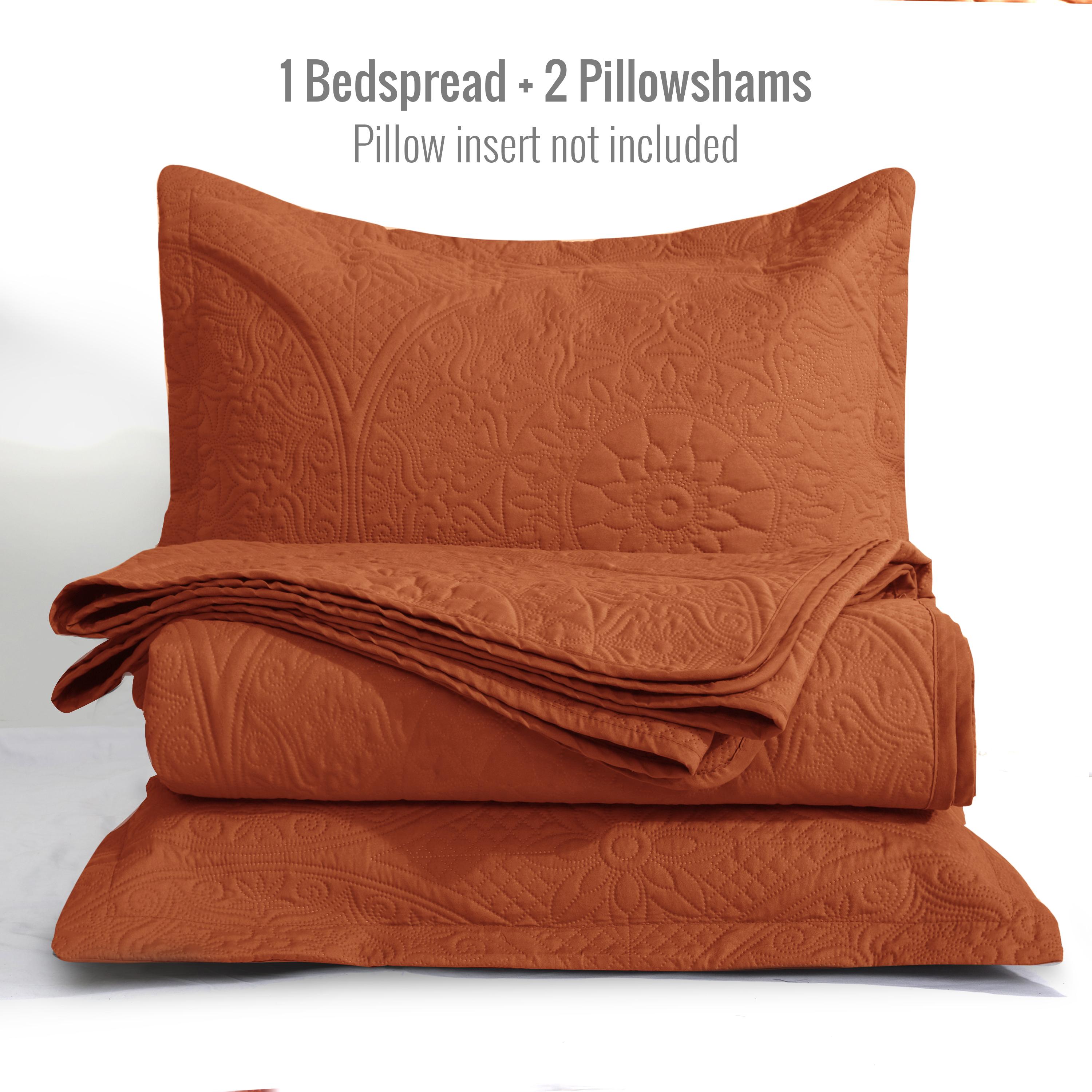 Luxurious 3-Piece Floral Quilted Bedspread Set – Premium Reversible Ultrasonic Embossed Quilt Set – Ultra-Soft Lightweight Microfiber Coverlet – Elegant All-Season Breathable Quilt Bedding Set with Matching Shams