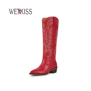 Wetkiss Women Cowboy Cowgirl Knee High Boots with Classic Embroidered Pointed Toe Chunky Heel Pull On Fashion Retro Western Tall ,Women's Shoes,Women's Boots  #TikTokShopHolidayHaul