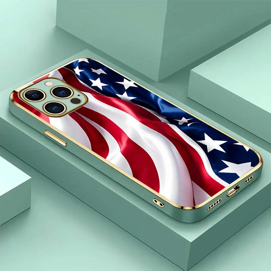 Metallic Electroplated Gold Trim Straight Edge Retro Wrinkled TPU Phone Case - Shockproof, Full Cover, 1-Piece, Trendy Accessories for iPhone 12/13/14/15/16/16 Plus/17 Pro Max - Smartphone Protection, Ideal Birthday Gift