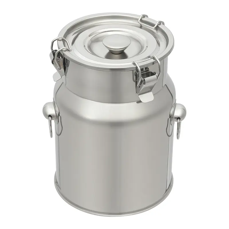 5L/1.32gal Airtight Stainless Steel Storage Bucket, 201 Steel+Silicon Leakproof Container with Locking Lid & Circular Silicone Seal, 17*22cm/6.69*8.67in Smooth Finish, 5.91in Easy Access, Effortless Cleaning Home Bedroom Kitchen Organizer