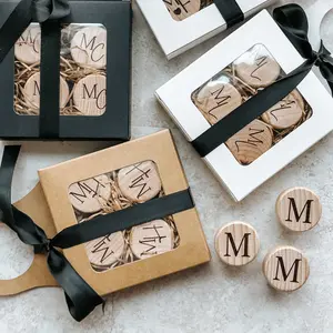 Personalized Wine Cork Set: Engraved Wood Topped Stoppers