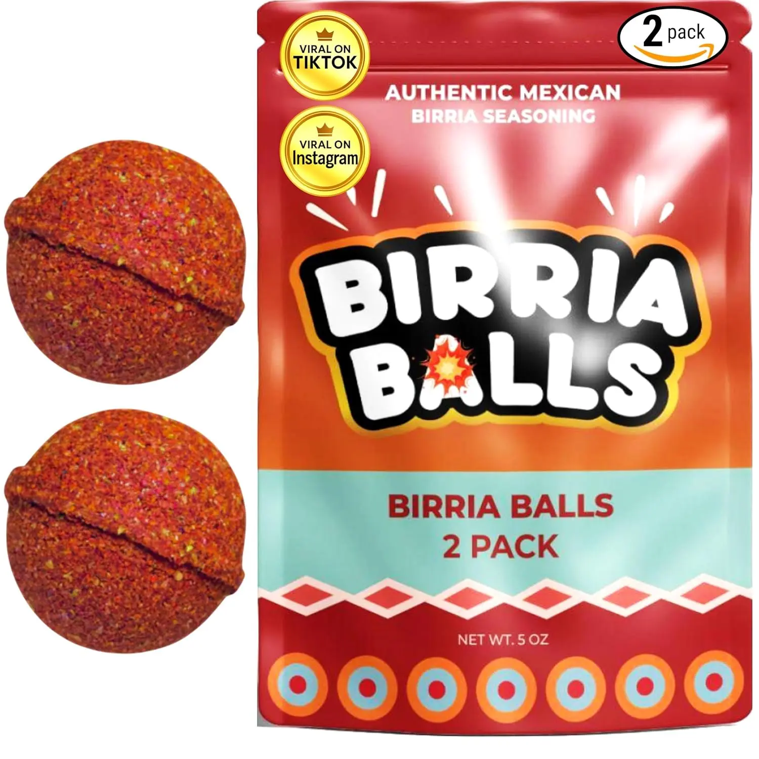 Birria Bombs 2-Pack | Authentic Mexican Seasoning | Birria Bomb Balls for Tacos, Stews, Quesabirrias, Nachos, Burritos | Spice Mix for Slow