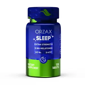 Orzax Sleep Melatonin 5 mg, Vitamin B6 & 5-HTP Supplement for Restful Sleep - 120 Tablets for Adults