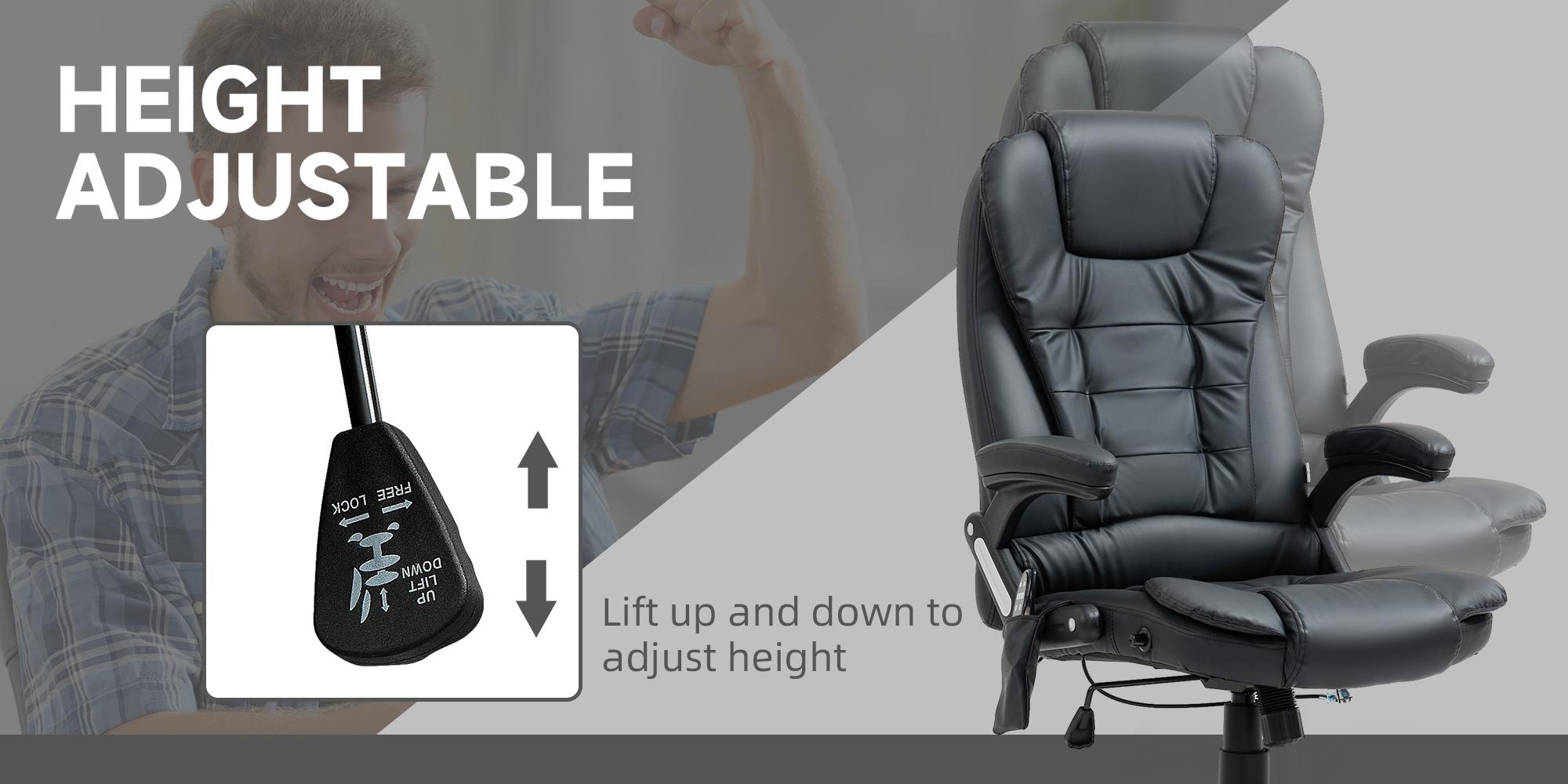 HOMCOM 6 Point Vibrating Massage Office Chair with Heat, High Back Executive Office Chair with Reclining Backrest, Padded Armrests, Swivel Wheels, Computer Desk Chair with Remote Control