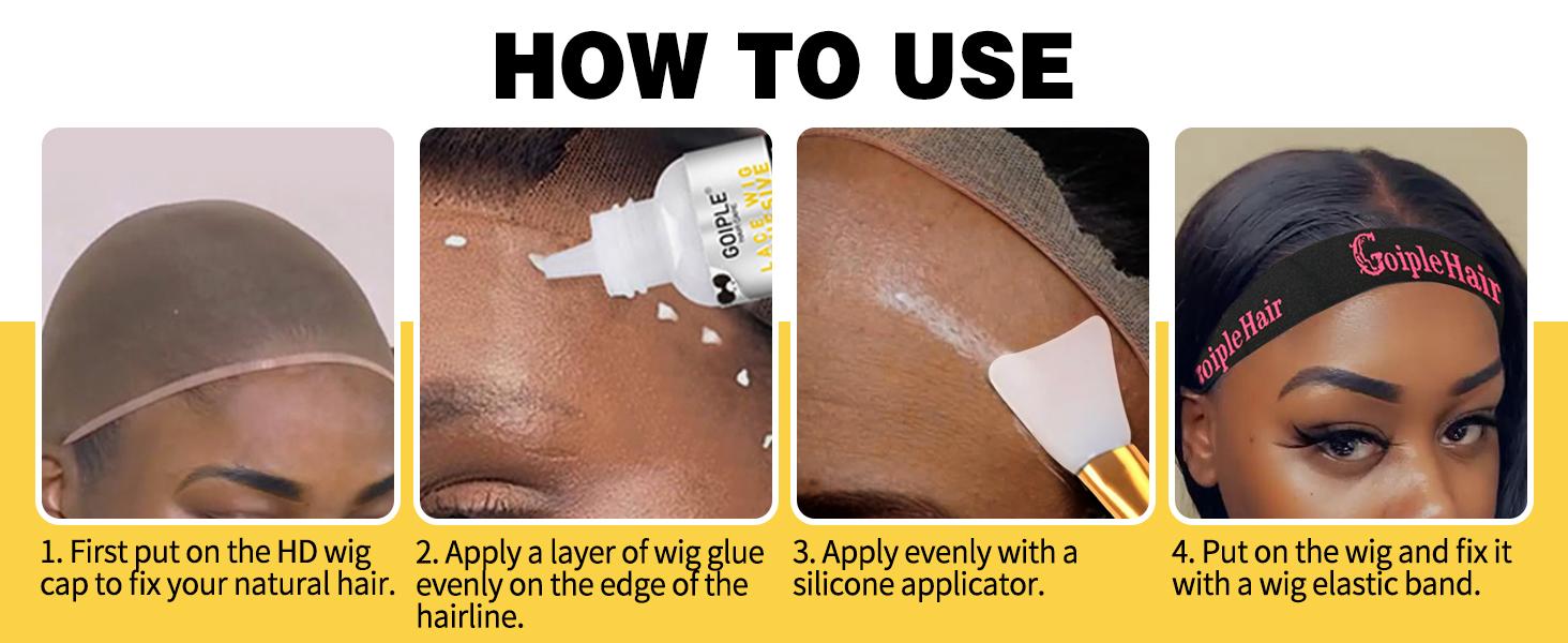 Extreme Firm Hold Lace Wig Glue with Silicone Applicator Waterproof & Sweatproof Invisible Bonding Formula for Lace Front Wigs Hair Extensions Tape