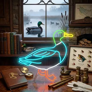 Mallard Duck Neon Light Animal Neon Signs for Wall Decor White LED Light for Party Decorations USB Connectivity Home Wall Bedroom Decor Birthday Decor