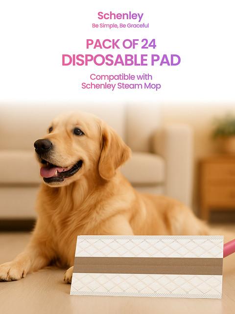 Schenley Disposable Pads for Hestia Steam Mop - 24-Pack Included, High-Quality Disposable Cleaning Pads