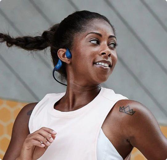 SHOKZ OpenRun - Open-Ear Bluetooth Bone Conduction Sport Headphones, Sweat Resistant Wireless Earphones for Workouts and Running, Built-in Mic