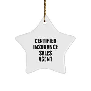 Funny Gifts from Friends for Insurance Sales Agents, Star Ornament with Certified Insurance Quote, Christmas Unique Decor