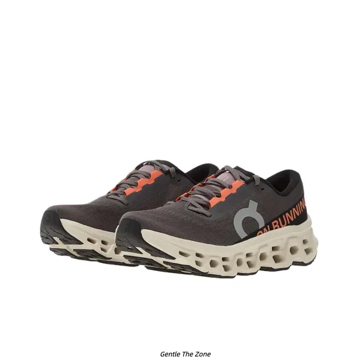 Dark Charcoal Gray Honeycomb Mesh Low Top Running Sneakers for Men Women, Orange Contrast Hollow Segmented Wave Cushion Midsole Anti-Slip Road Training Breathable Lightweight Athletic Walking Shoes