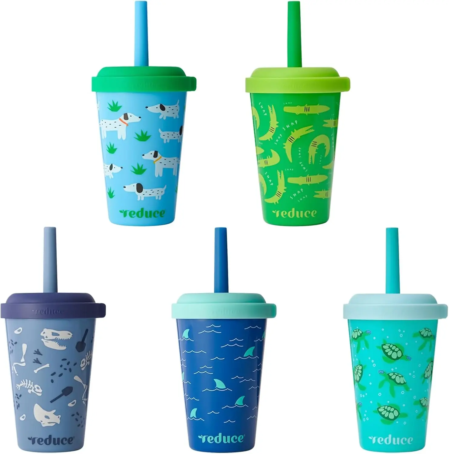 Reduce Gogos 12oz Kids Tumbler Party Set - Serendipity Themed, Scavenger-Friendly, Spill-Proof, Stackable, Washable Reusable Toddler Cute Cups with Straws for Play Date Kids Stuff