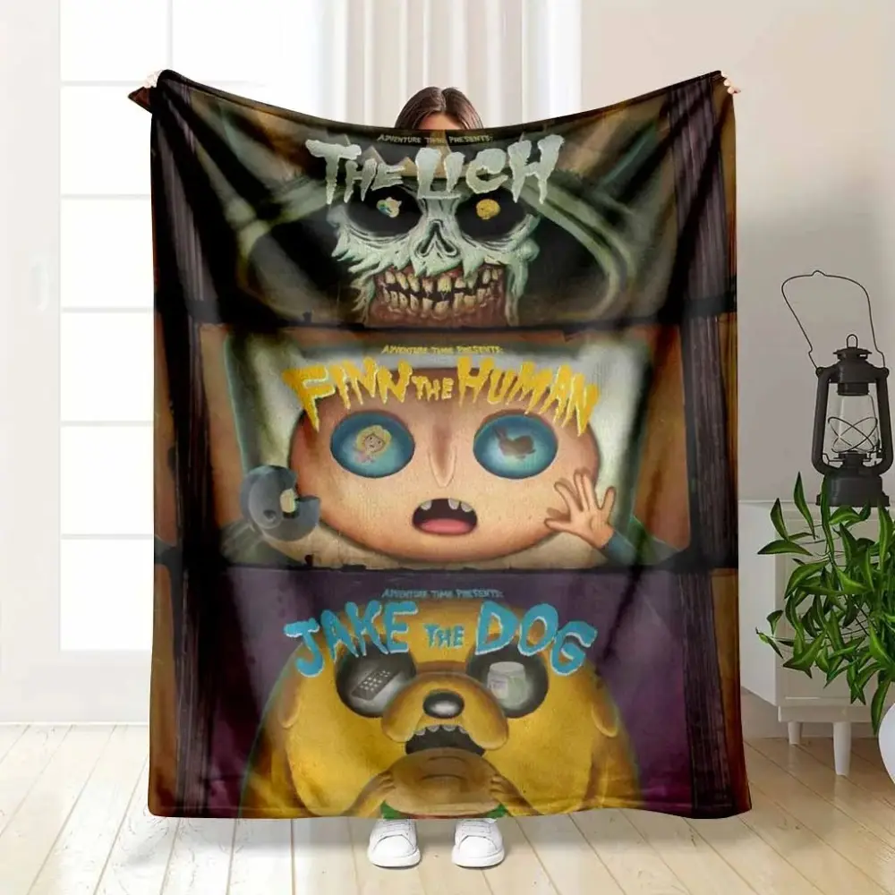 Adventure Time Character Print All-Seasons Multi-Size Soft Throw Blanket - 1-Piece Home/Travel Use, Ideal Holiday Gift for Bedding, Sofa or Office
