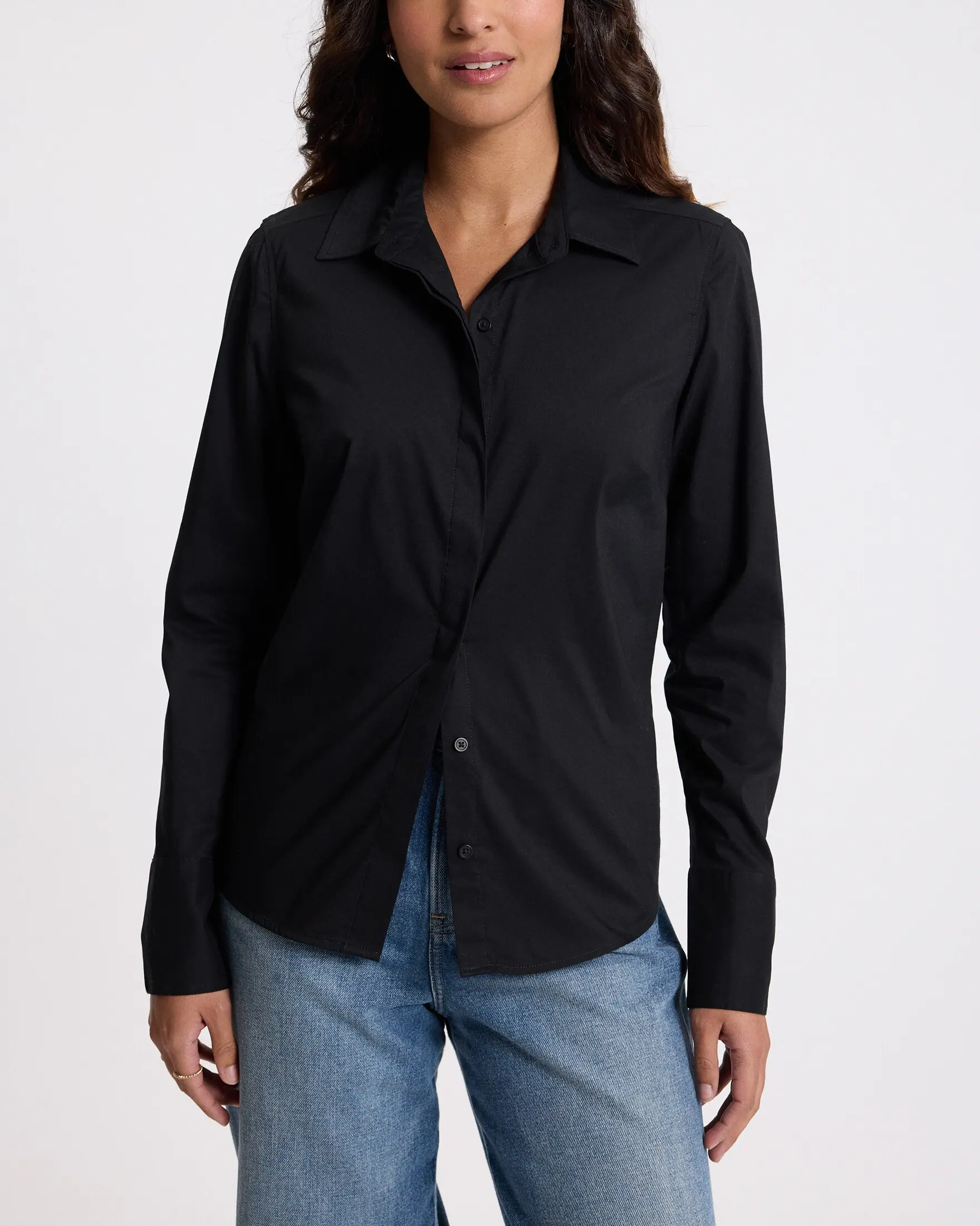 Express Stretch Cotton Poplin Essential Shirt, Slim, Long Sleeve, Top, Basic