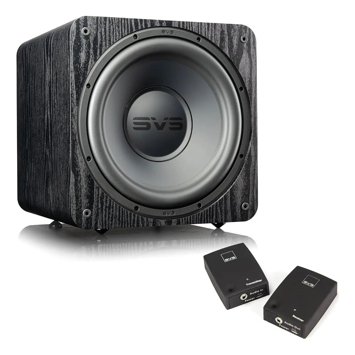 SVS SB-1000 Pro 10-in Sealed Subwoofer Stereo Bass Speaker (Black Ash) with SoundPath Wireless Adapter, Wi-Fi, Rear Panel, Compact Design, Smartphone Compatibility, Built-in Amplifier, Included Cable, High-Excursion Driver for Home Cinema, Music Setup, Ba