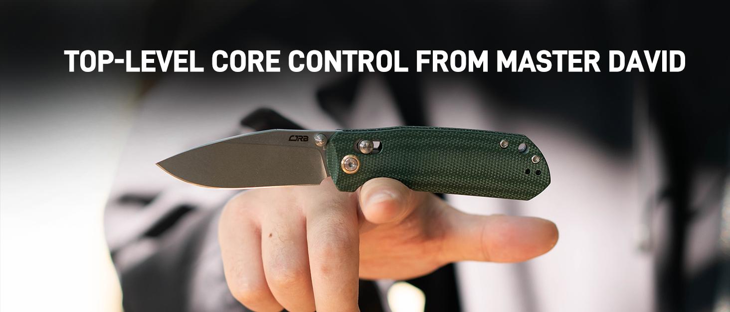 CJRB Maximal Pocket Hunting Knife for Man, 2.95" AR-RPM9 Steel Blade Green Micarta Handle, Outdoor Emergency Survival Gear,Tactical Tool