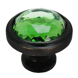 Cosmas 5317ORB-EM Oil Rubbed Bronze & Emerald Glass Round Cabinet Knob