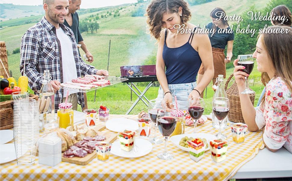 Mini Dessert Cups 5oz with Lids & Spoons | 50/100 Pack Crystal Clear Parfait Cups for Parties, Catering & Events