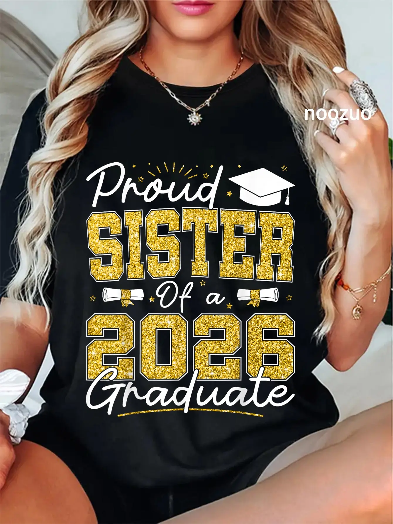 100% Cotton Proud Sister of A 2026 Graduate Senior 2026 Grad Family T-Shirt