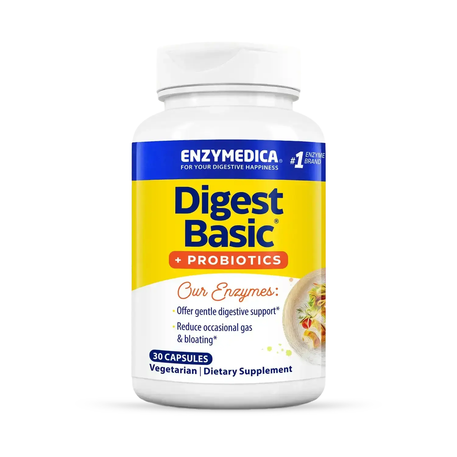 Enzymedica Digest Basic + Probiotics - Digestive Enzyme Supplement for Women & Men, Enzyme and Probiotic Capsules for Digestion, Gut Health Support, Helps Gas & Bloating, Vegetarian