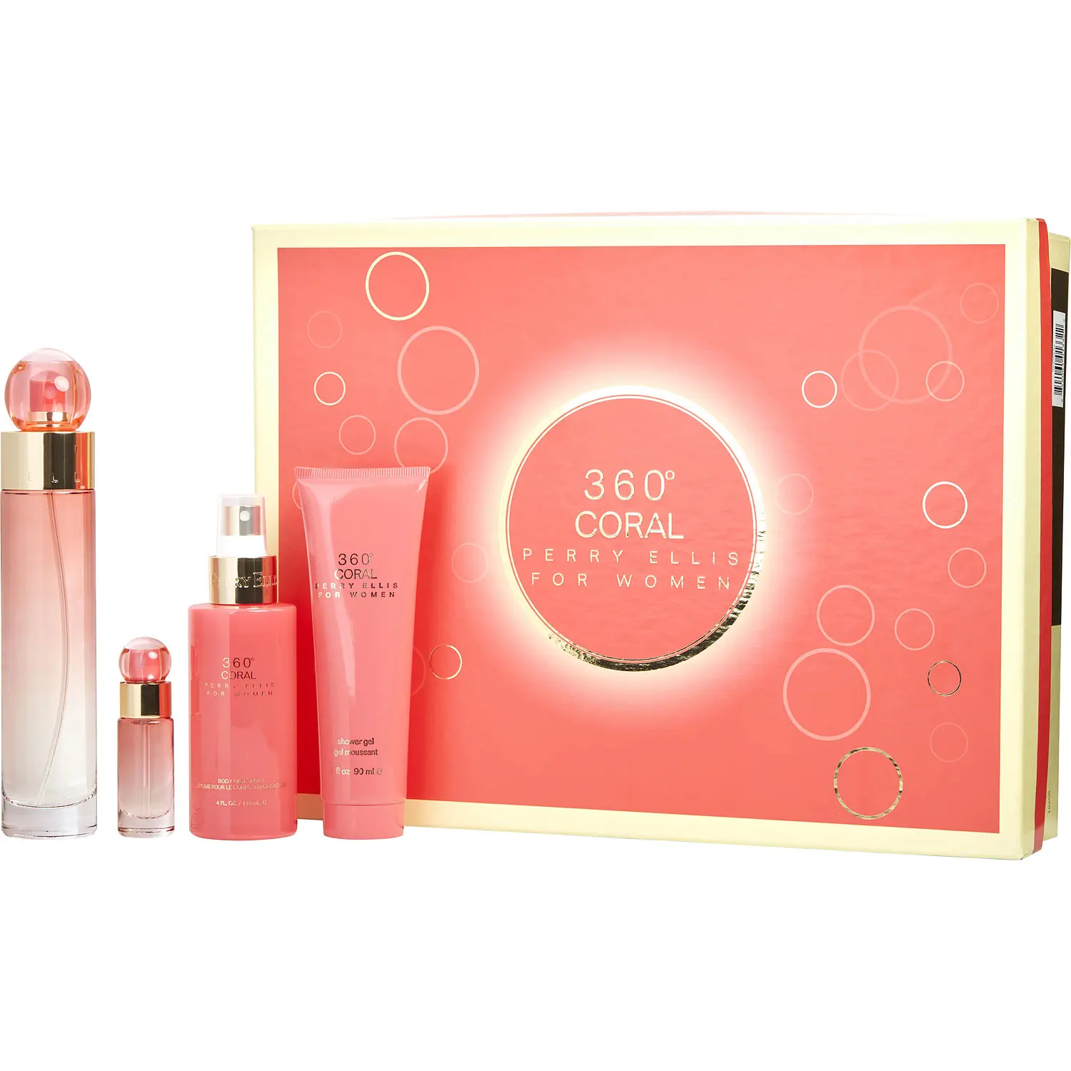 Perry Ellis 360 Coral Set-Eau De Parfum Spray 3.4 Oz & Body Mist 4 Oz & Shower Gel 3 Oz & Eau De Parfum Spray 0.25 Oz Mini For Women Perry Ellis 360 Coral Set-Eau De Parfum Spray 3.4 Oz & Body Mist 4 Oz & Shower Gel 3 Oz & Eau De Parfum Spray 0.25 Oz Mini For Women
