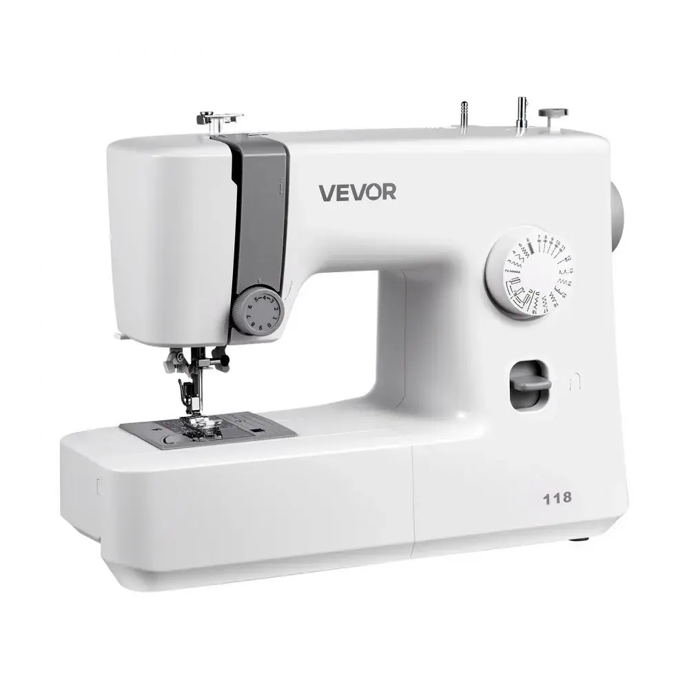 【Summerfinds】VEVOR Sewing Machine,18 Stitch Applicationswith LED Light and Foot PedalSimple Dial ControlInterior Metal FrameLightweight and Portable Beginner Sewing Machine for Adults Crafts and Mending, Adjustable Thread Tension, 4‑Step Buttonholes