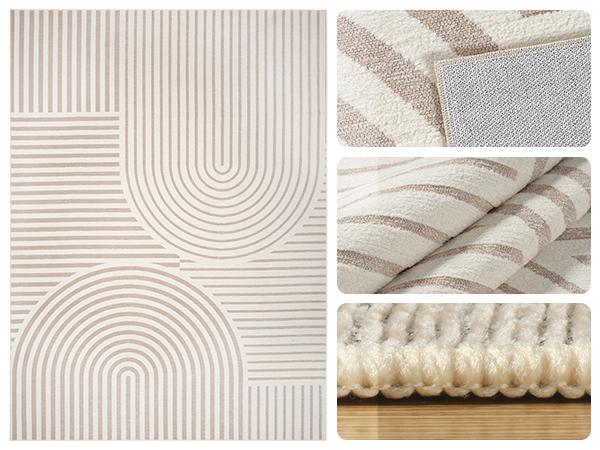 MontVoo Jacquard Textured Area Rug, Boho Design, Modern Neutral Graphic, Machine Washable, Non-Slip & Easy-to-Care, Living Room, Kitchen, Bedroom & Corridor, Home Decor