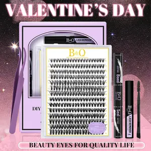 B&Q 30D+40D Lash Kit l Natural Look Long Lasting Lashes Beginner Friendly Eyelashes with Bond&Seal Remover Extensions at Home Valentine Gif