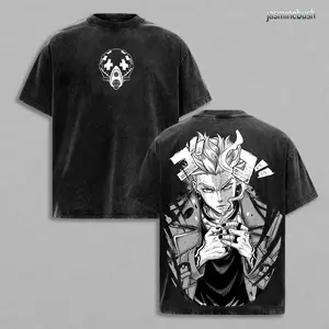 Enjin Gachiakuta Washed Tee – Heavy Cotton Oversized Vintage Graphic T-Shirt, Gritty Manga Antihero Streetwear, Cyberpunk Style Unisex Retro Top