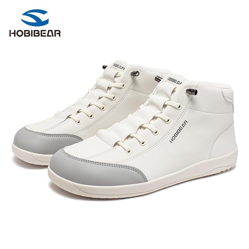 HOBIBEAR Winter Fleece Lined Wide Toe Shoes Spring Autumn Men's Sports Shoes Mid Top Flat Women's Skate Shoes