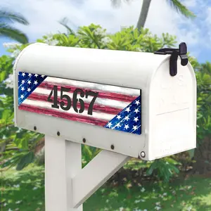 Designocracy MA85099-2-18 18 in. American Flag Wooden House Number Sign Decor