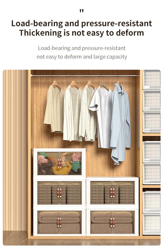 ONAIL Foldable Storage Box with Lid Stackable Household Organiser in Cream White for Kitchen Bedroom Bathroom & Warehouse Large Capacity L XL XXL Sizes