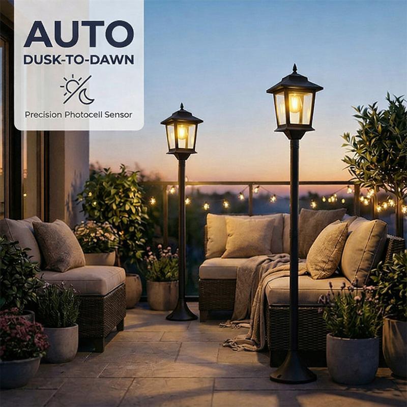 [Two Pack] 63" Solar Lamp Post Lights, Waterproof Outdoor Pole Lights for Patio, Garden, Yard, Pathway, Front & Back Door, Warm White with Replaceable Bulbs, Valentinesdaygift