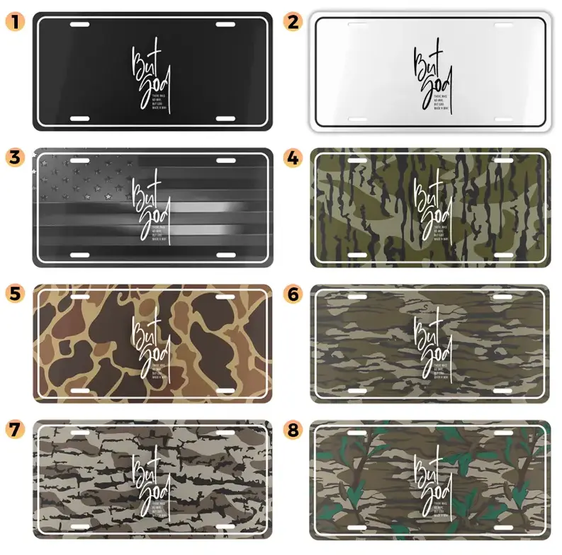 But God License Plate, 12 x 6 Aluminum Vanity Tag, Christian Faith Car Plate, Black White Camo, Religious Gift for Drivers