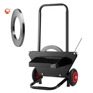 Banding Strapping Cart For Steel Strapping Coils With 23.6 Inches Core Outer Size, Heavy Duty Strapping Dispenser With Rubber Wheels, Ideal For Factory, Warehouse, Loading Dock And Industrial Use
