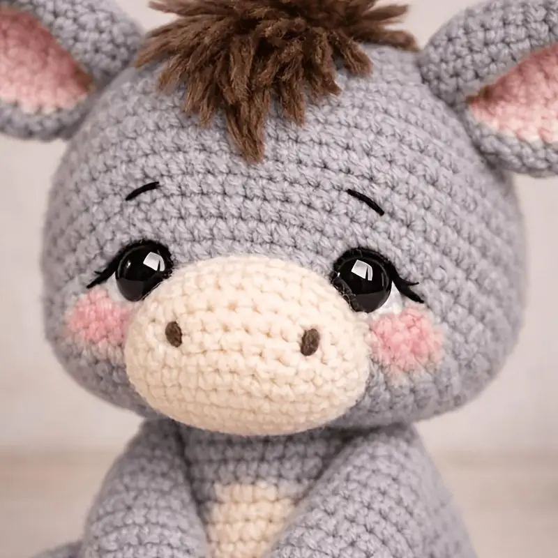 Cute Little Donkey Doll Decoration, Beginner Friendly Crochet Amigurumi Kit, Handmade Crochet for Craft Lovers, DIY Crochet Kit with Tutorial, Crochet Guide, Cute Crochet Figure, Crochet Animals, Amigurumi Gift
