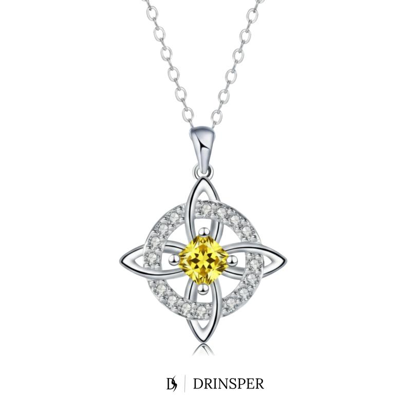 Drinsper Witches Knot Pendant Necklace for Women Girls Birthstone By Month Zirconia Hecate Dark Goddess of Witched Celtic Knot Design Tetragrammaton Collar De Amuleto De Protecion Pendientes Wiccan Pagan Fashion Jewelry Accessory Chrismas Gift for Mom