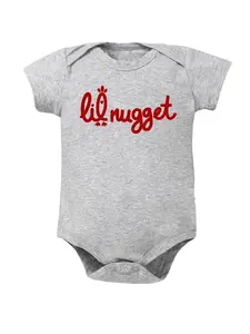 "Lil Nugget" Baby Bodysuit Cute Chicken Graphic Short Sleeve Cotton Romper for Newborns
