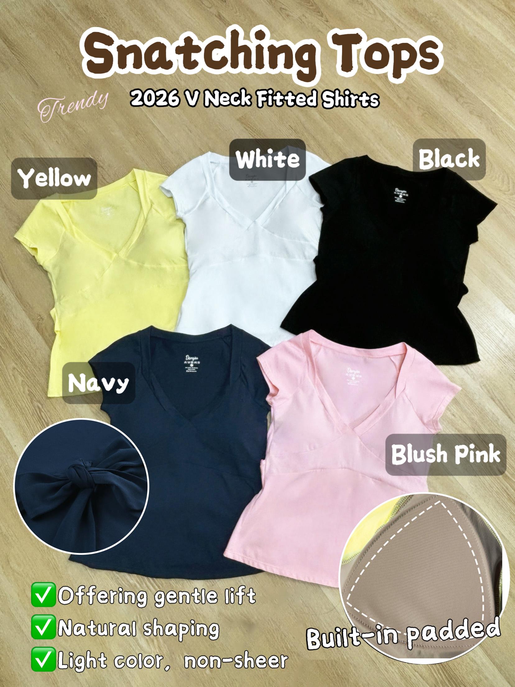 Danysu Tie Back Snatching Tops Padded Sexy VNeck TShirt Cotton Cute Going Out Tee Summer Streetwear Minimalist