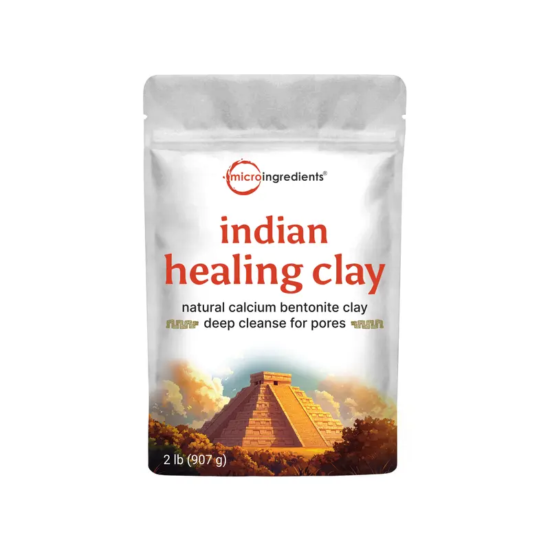 Micro Ingredients Natural Calcium Bentonite Clay, 2lbs Powder | Pure Indian Healing Clay
