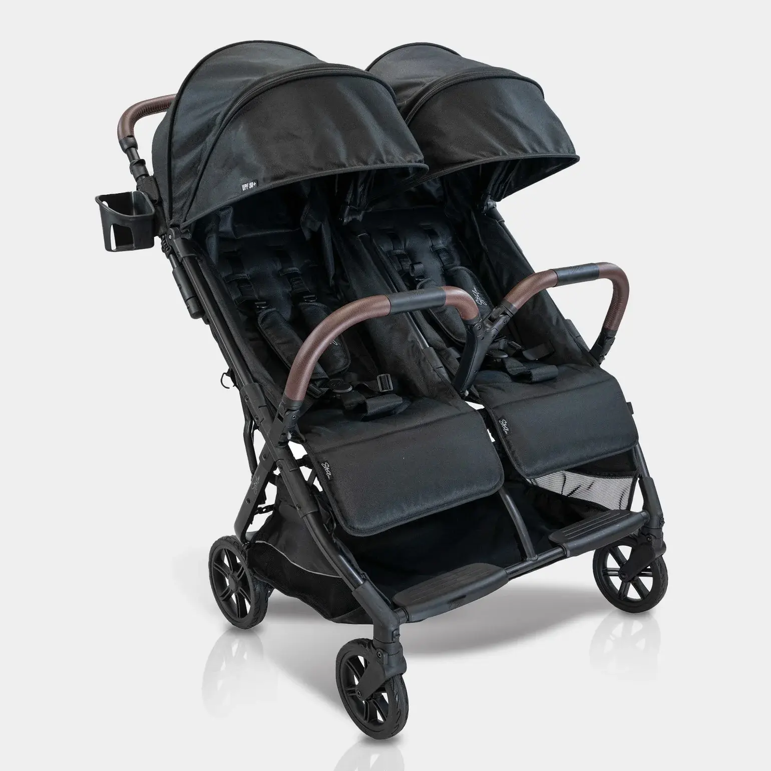Strolee Double LITE Travel Stroller for 2 Under 2 - 20 Lbs, 9.5" Compact Fold, Twin Nap Ready Seating, Magnetic Buckle & 50Lbs Per Seat-