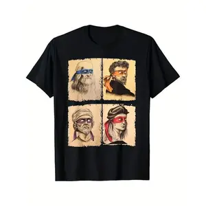Casual T-Shirt Featuring Humorous Italian Artists And Teenage Mutant Ninja Turtles Artwork Tee For Art Enthusiasts And Ninja Turtle Fans Made In USA For Women For Men [MaleStyles  180G/230G 100% cotton short-sleeve/hoodie, soft and comfortable]