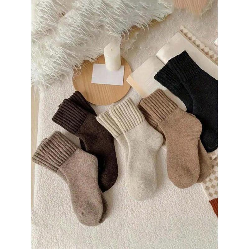 Women's Casual Soft Comfy Warm Socks for All Seasons, Solid Mid-calf Socks,Women's Socks for Daily Wear Womenswear Bridal