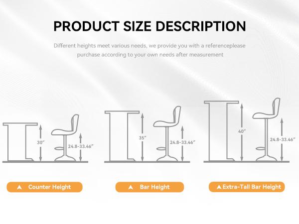 Modern Bar Stools, Adjustable Faux Leather Upholstered Swivel Bar Stools, Counter Height Bar Chairs with Back for Kitchen Island, Black