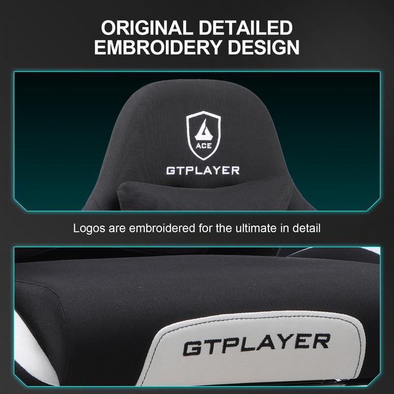 【Totally revamped!】 Better than ever! Gaming Chair Breathable Fabric Computer Chair with Pocket Spring Cushion, Ergonomic Computer Chair with Footrest, Lumbar Suppport