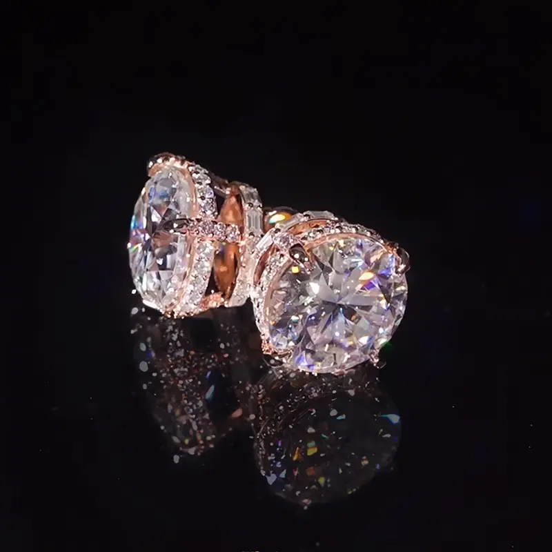 Moissanite Round & Baguette Cut Full Pave Earrings 1ct/2ct Earrings Jewelry Gift Unisex Fashion Design Daily Gift for Daily Use