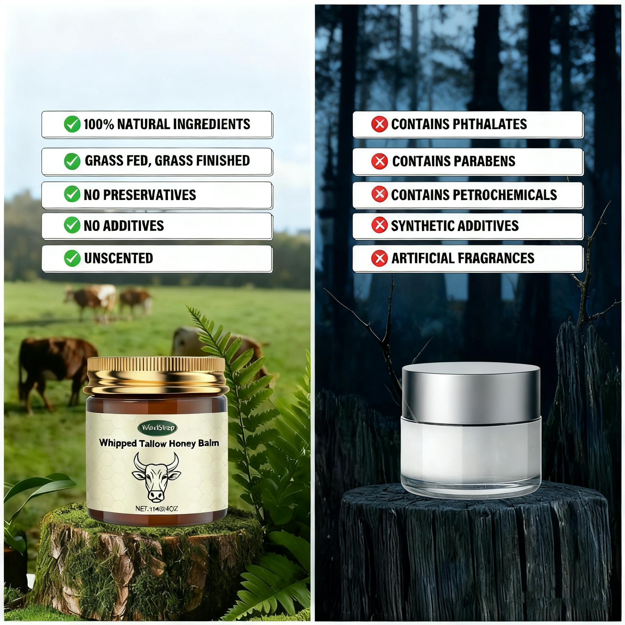 3-Piece set Whipped Tallow Honey Balm - 12 Oz,Moisturizing Cream for Soft, Smooth Skin - Handmade All-Natural Moisturizer-Handmade ChristmasSpecial Offer Package Body Care Gentle