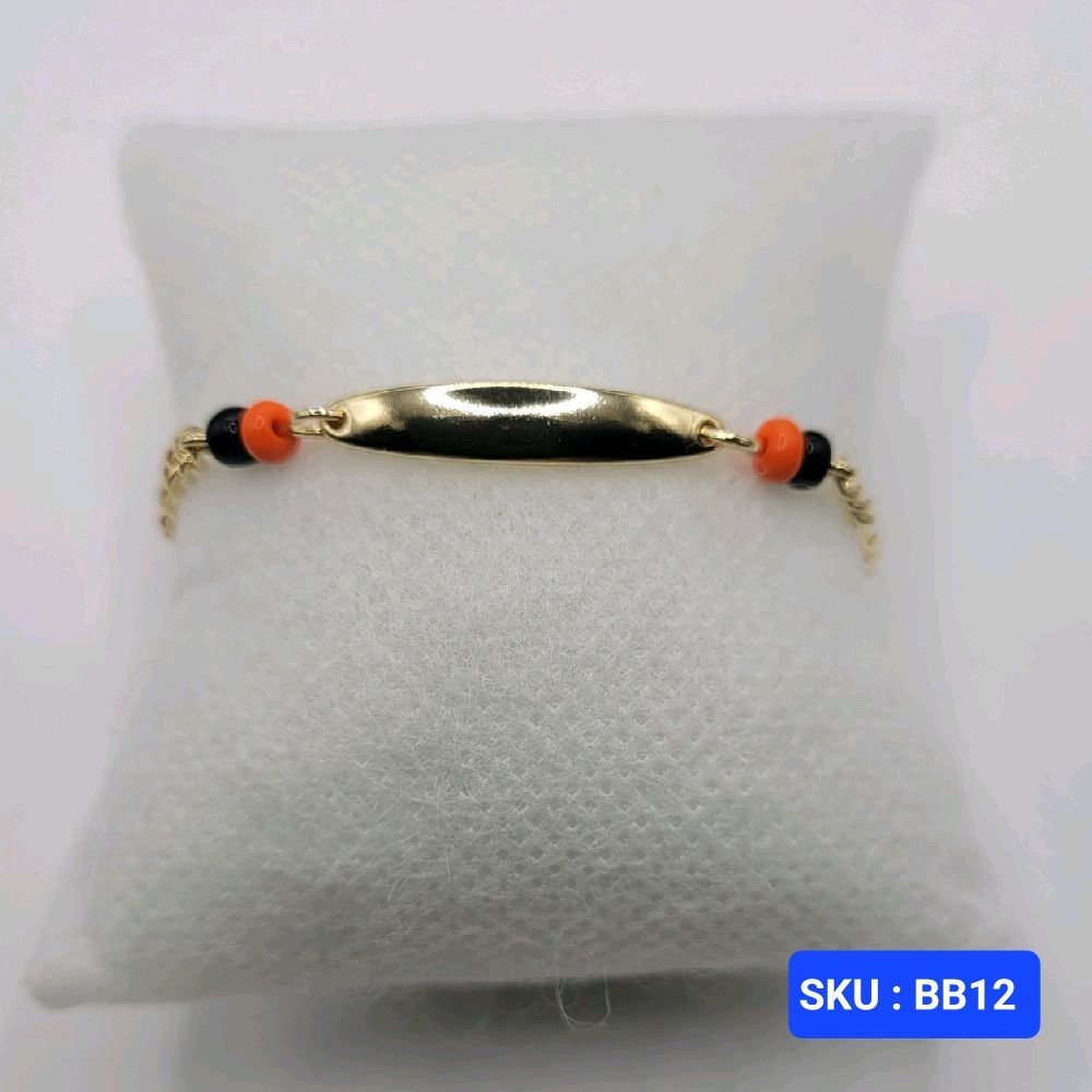 Baby Bracelet Orange and Black Adjustable Laminated-Gold 6 inches 3mm chain 5mm plate for Small Kids Protection Jewelry Baby Bracelet Orange and Black Adjustable Laminated-Gold 6 inches 3mm chain 5mm plate for Small Kids Protection Jewelry