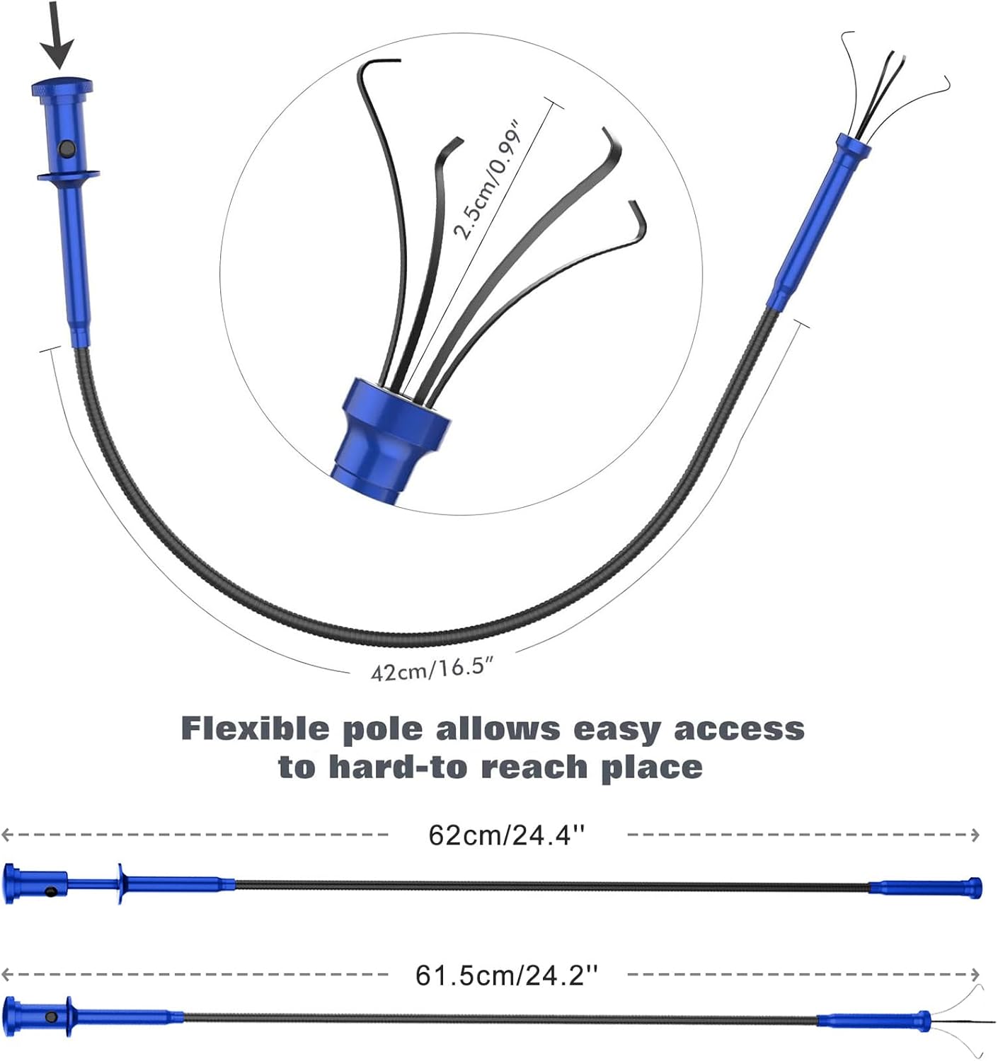 Housolution Grabber Tool Magnetic Four-claw Picker Bendable Hose Reacher Pickup Sweeper with LED Lights Flexible Long Handy Reaching Assist Tool for Litter Pick/Home Sink/Drain Grabber Reacher Tool